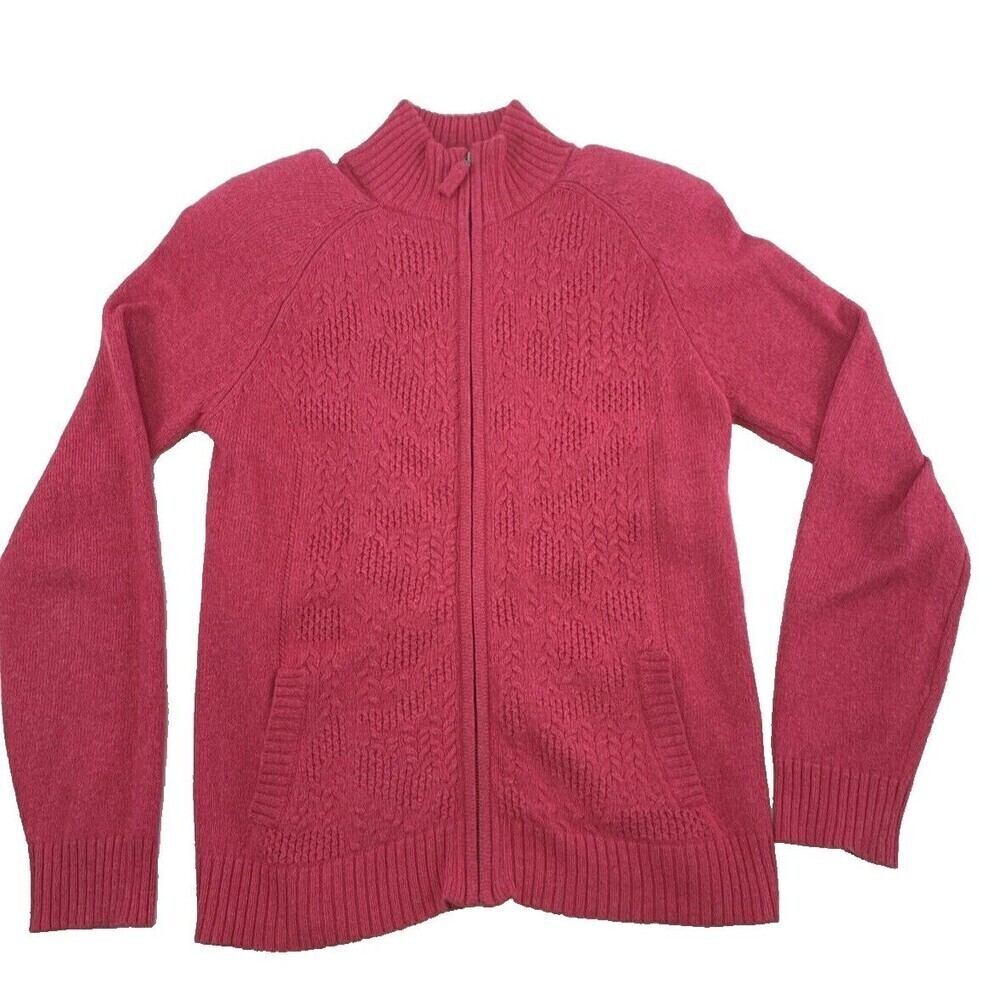 Columbia Sweater Cardigan Full Zip Pink Soft Angora Cotton Vintage Womens Medium